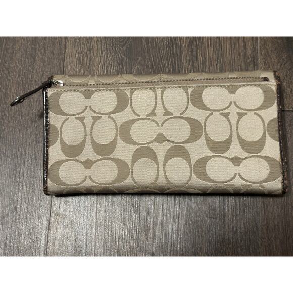 Coach Logo Wallet Beige Brown Flawed - Picture 8 of 16